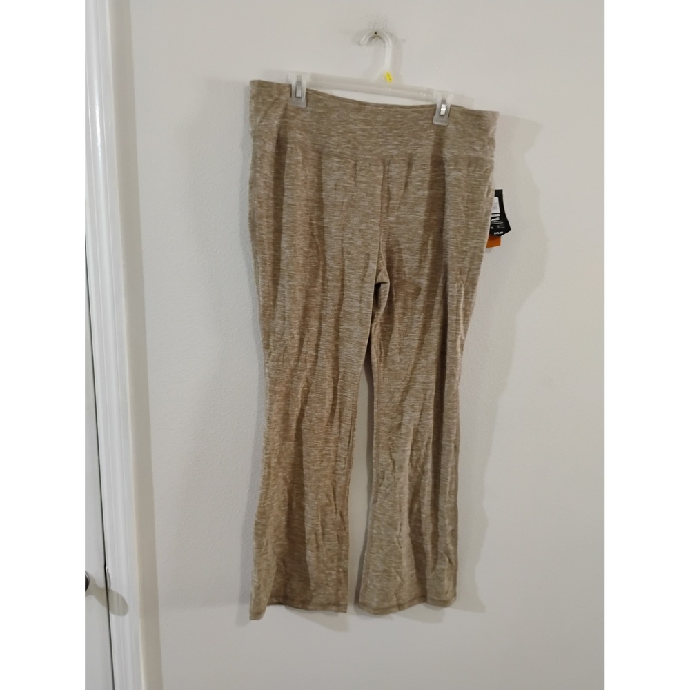 Avia Supersoft Brushed Flare Pants Tan Heathered Space Dye XL 16-18 NWT
